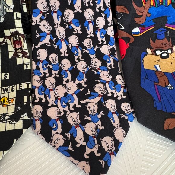 Looney Tunes Vintage 90s Lot of 5 Neck Ties Silk & Polyester Warner Bros - Picture 7 of 9